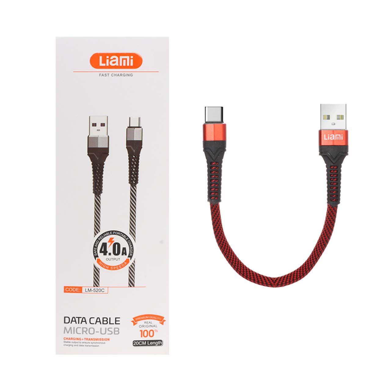 کابل شارژ فست پاوربانک Liami Type-C مدل LM-520C - قرمز (گارانتی شش ماهه شرکتی)